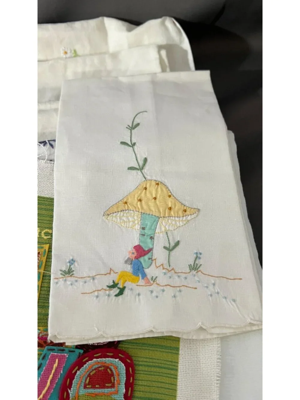 Vintage Embroidered Fabric Squares & Linens Collection